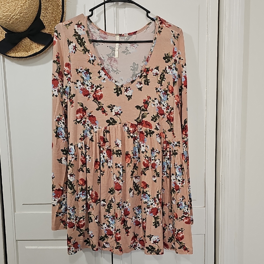Floral Long Sleeve Mini Dress